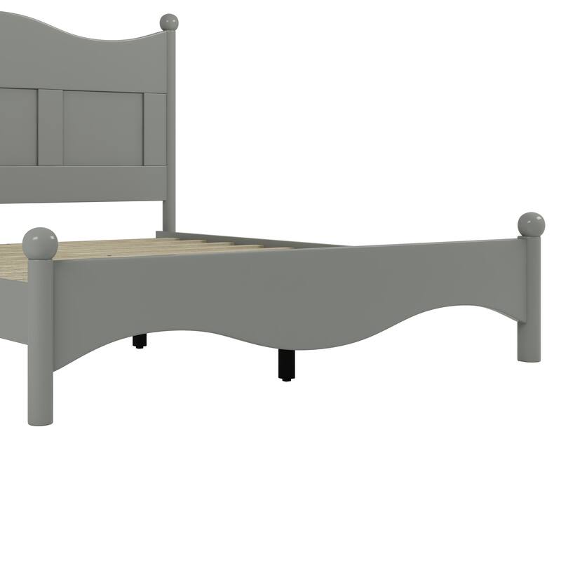 Queen Wood Platform Bed with Solid Rubber Wood Frame (700lb Capacity, No Box Spring)
