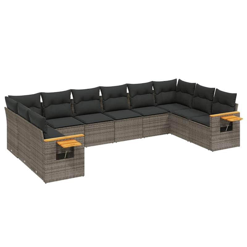 vidaXL Patio Sofa Set with Cushions Outdoor Conversation Furniture Poly Rattan