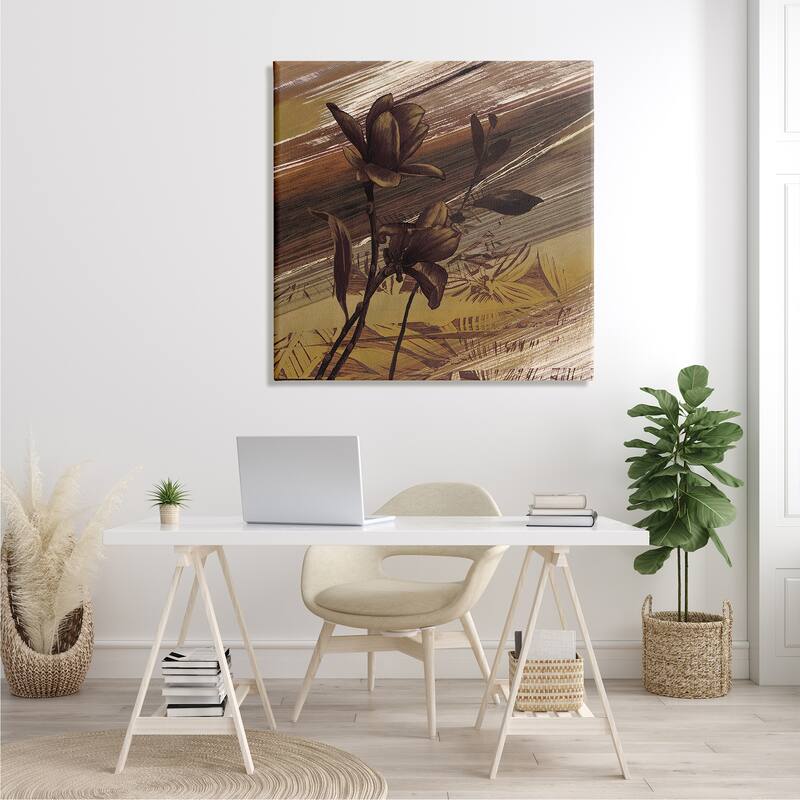 Stupell Mellow Brown Flowers Abstract Tan Muddy Earth Tones Canvas Wall Art