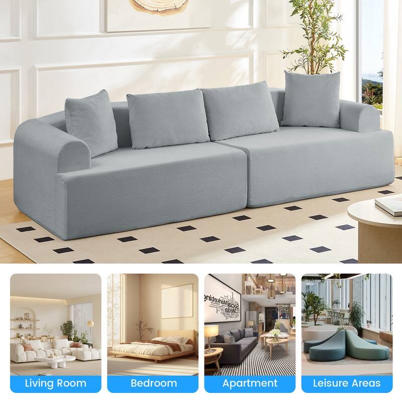 104" Curved Modular Sectional Sofa in Chenille Fabric Modern Minimalist Design Compressed No Assembly Required