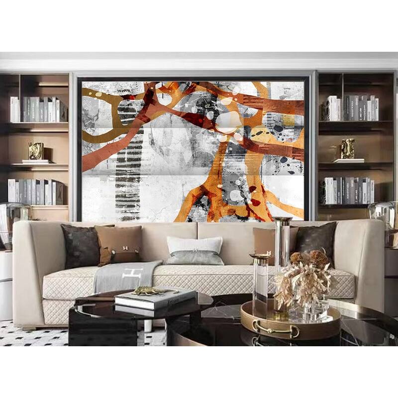 3 Panel Reversible Abstract Art Room Divider Screen