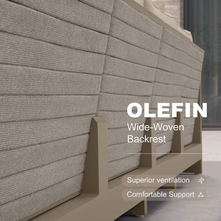 PURPLE LEAF Caesar Sectionals Sofas Khaki with 9.6" Thick Cushion and Table for Living Room Furniture Patio Conversation Sets