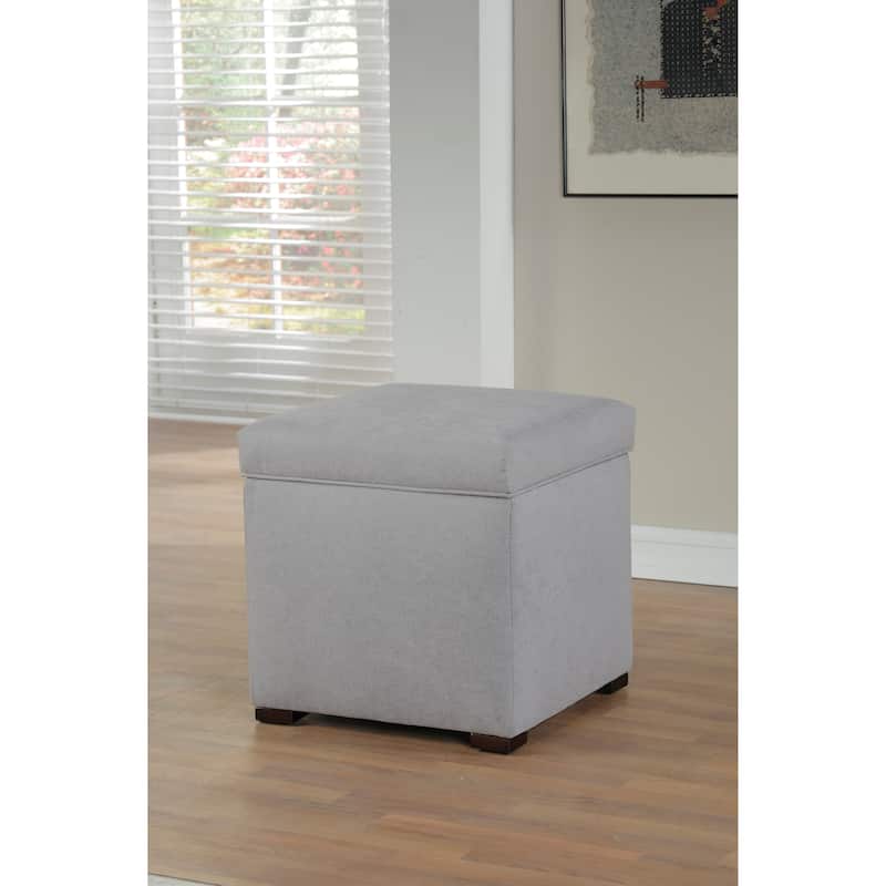 Tami by Sole Designs Upholstered Square Storage Ottoman - Grey Microfiber