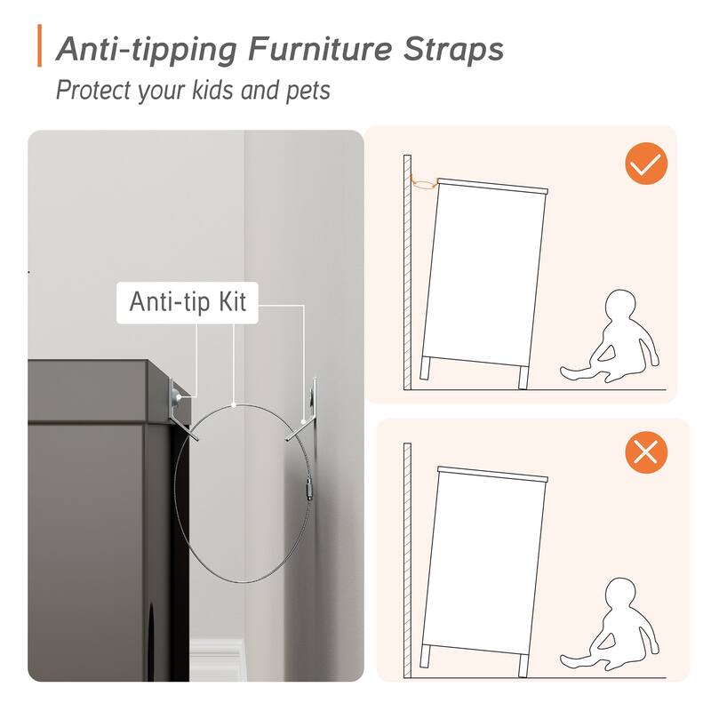 Wood Dresser with 6 Drawers for Bedroom, Closet, Nursery