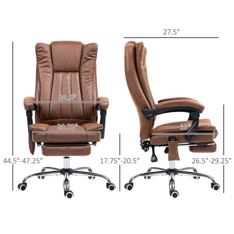 Multi-Function Adjustable Height Massage Office Chair with Heating and Swivel Base and Lumbar Support