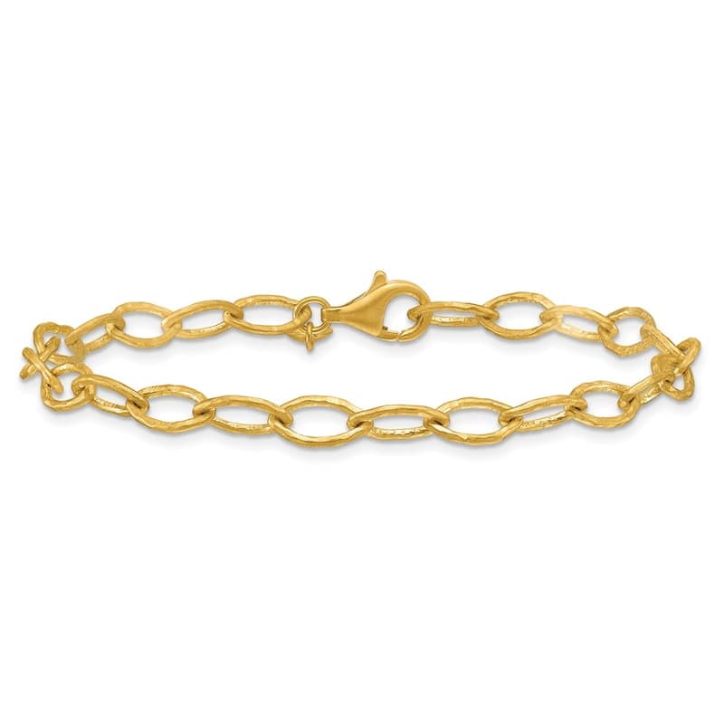 Curata Solid 18k Yellow Gold Italian 8" 6mm Solid Satin Fancy Link Bracelet