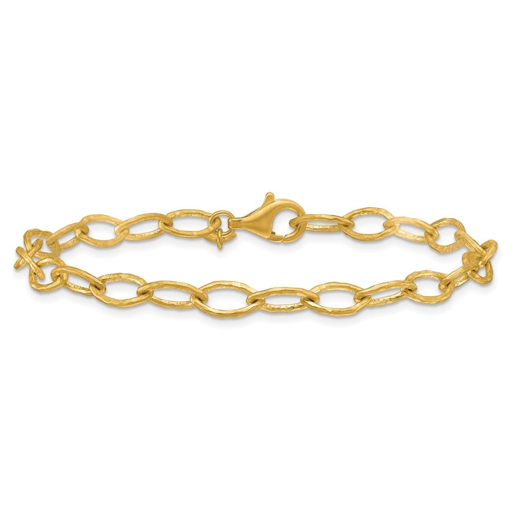 Curata Solid 18k Yellow Gold Italian 8" 6mm Solid Satin Fancy Link Bracelet