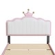 preview thumbnail 10 of 8, Twin size Upholstered Princess Bed With Crown Headboard,with Headboard and Footboard with Light Strips,White+Pink