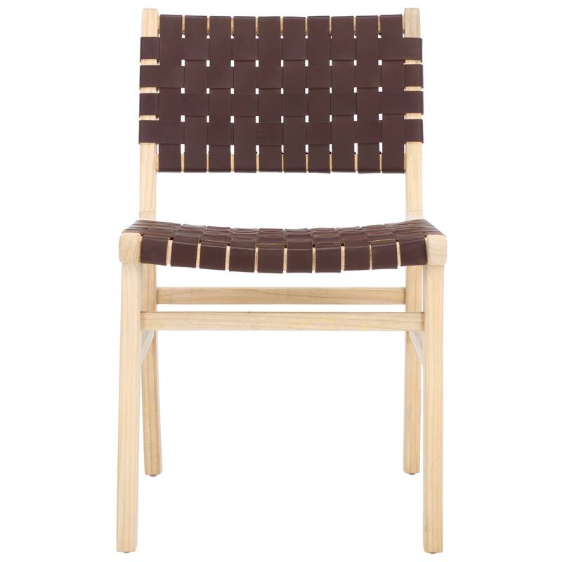SAFAVIEH Home Taika 18-inch Woven Leather Dining Chair [SET of 2] - 20Wx22Dx33H