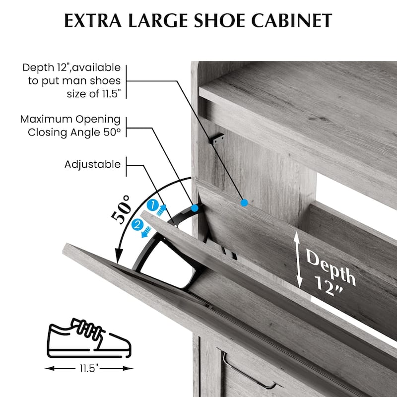 Shoe Cabinet with 4 Flip Drawers,Freestanding Shoe Storage Cabinet Organizer for Entryway,Shoe Rack Cabinet,Dry