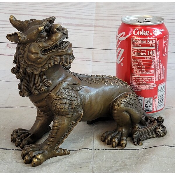 明治金工 厚義 作 古銅 獅子 ライオン 置物 在銘 Vintage Japanese Chinese Asian Foo Dog Shishi Temple Guardian