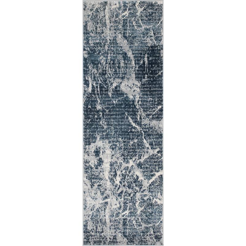 Noori Rug Louis High-Low Ayden Rug - 2'1" x 6'3" - Blue/Grey