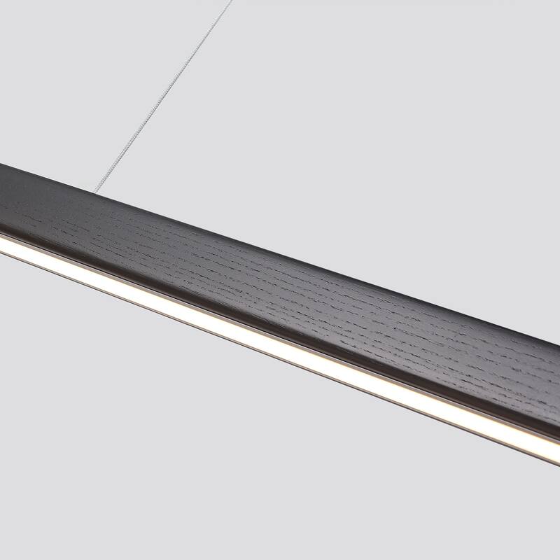 Starsky 1-Light Farmhouse Rustic Wooden Integrated LED Linear Kitchen Island Light 3000K Warm Light Chandelier