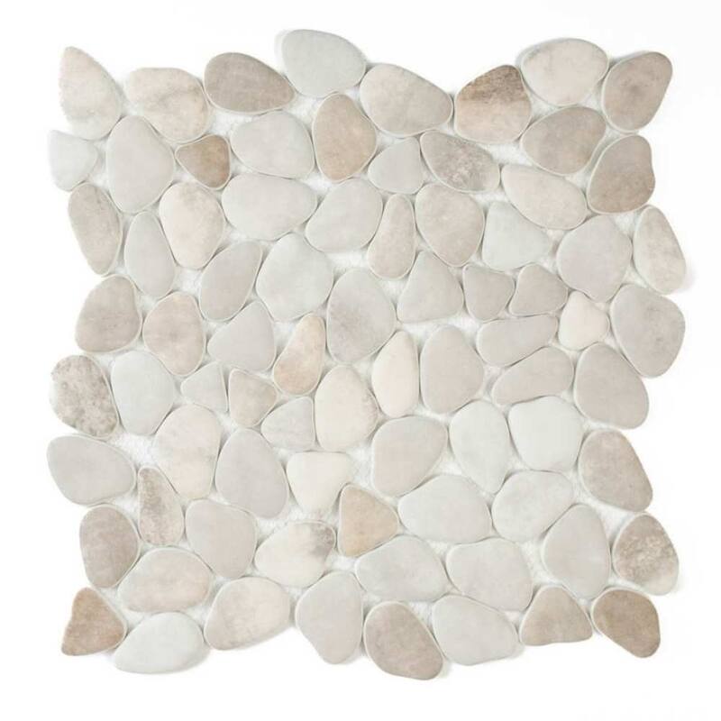 Huron Rock 12x12 Earth Mix Matte Glass Pebble Mosaic Tile - Floor, Wall & Backsplash