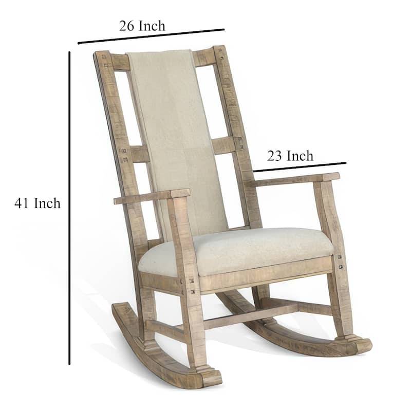 Rena Rocking Chair, Cushion Seat and Back, Brown Mahogany Mindy Wood