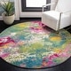 preview thumbnail 20 of 23, SAFAVIEH Watercolor Kyrto Modern Abstract Rug 6'7" Round - Green/Fuchsia - Round