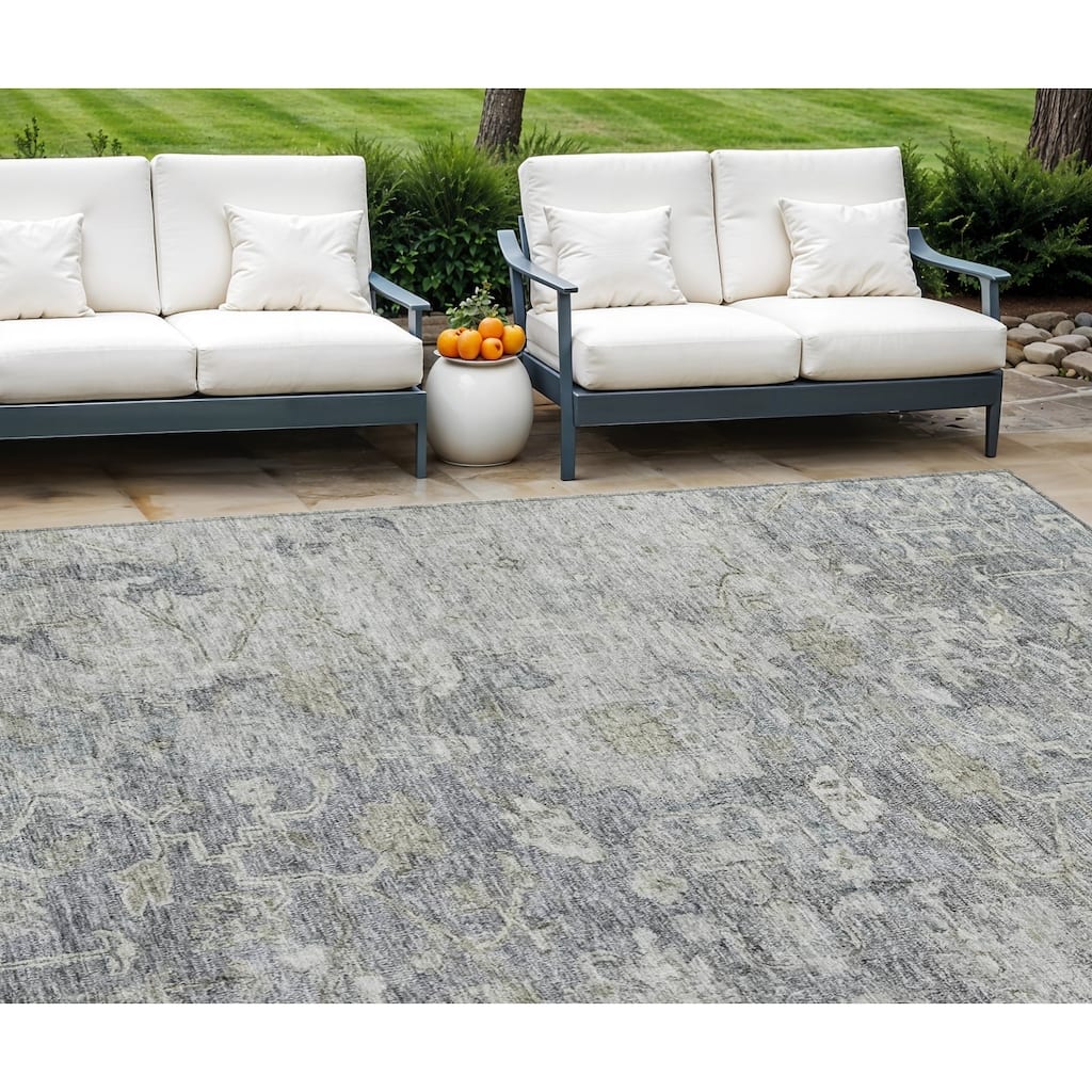 HomeRoots Oriental Traditional Rectangle Outdoor Rug