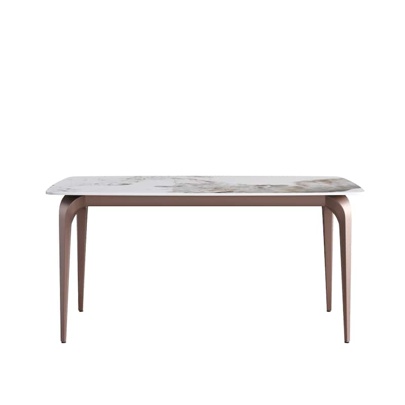 Modern Slate Dining Table, Pandora Pattern Design Sintered Stone Top and Metal Legs.