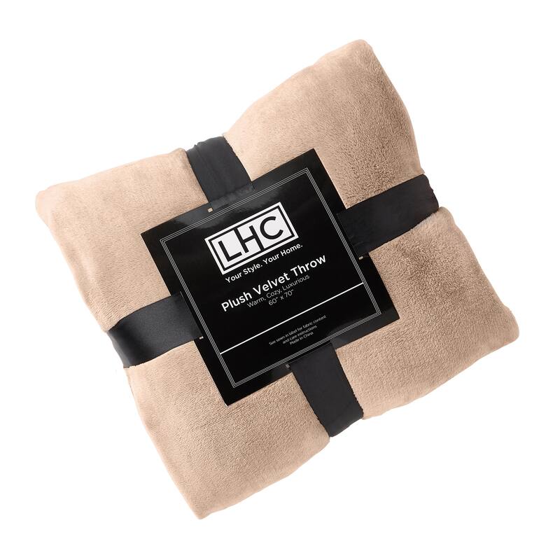 Velvet Throw - Oversized Solid Microfiber Polyester Blanket for Year-Round Warmth by Windsor Home