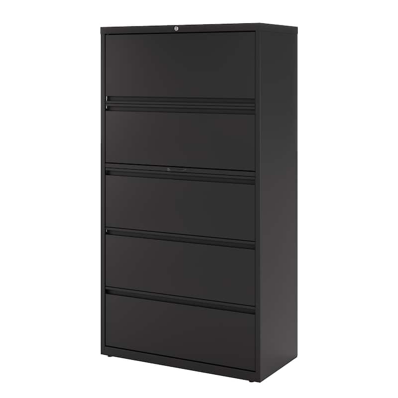 Hirsh 36-in Wide HL10000 Series 5 Drawer Lateral File Cabinet with Posting Shelf and Roll-Out Binder Storage, White
