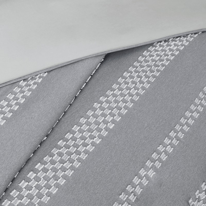 Madison Park Hendry 3 Piece Clipped Jacquard Duvet Cover Set (Insert Excluded)
