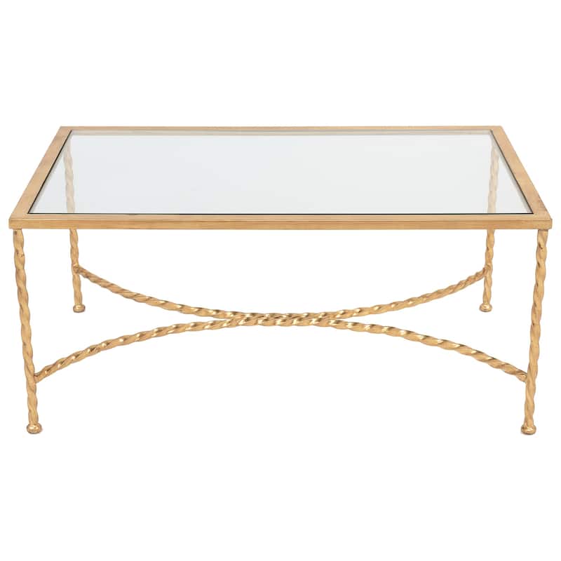 SAFAVIEH Couture Matilda Gold Leaf Glass Coffee Table