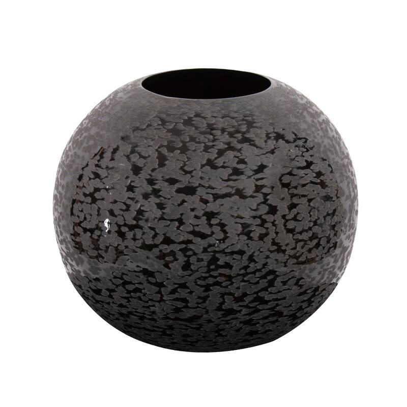 Allan Andrews Chiseled Texture Black Iron Globe Vase, Small - 8H x 10W x 10D