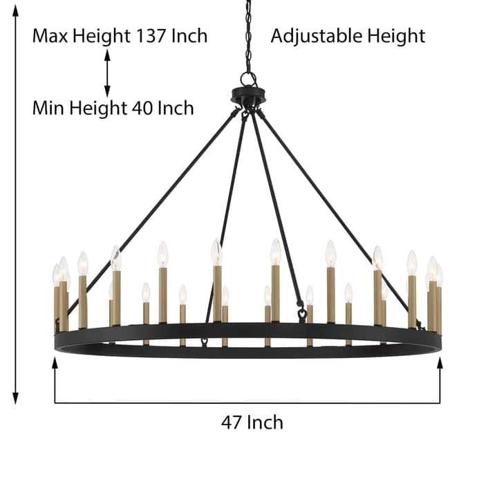 Acroma 24 Light Modern Farmhouse Wagon Wheel Chandelier-UL Certified - N/A