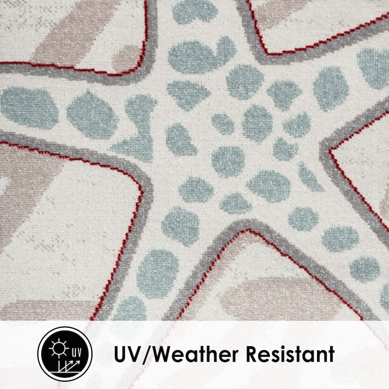 Home Dynamix Marine Coral Coastal Starfish Indoor/Outdoor Area Rug