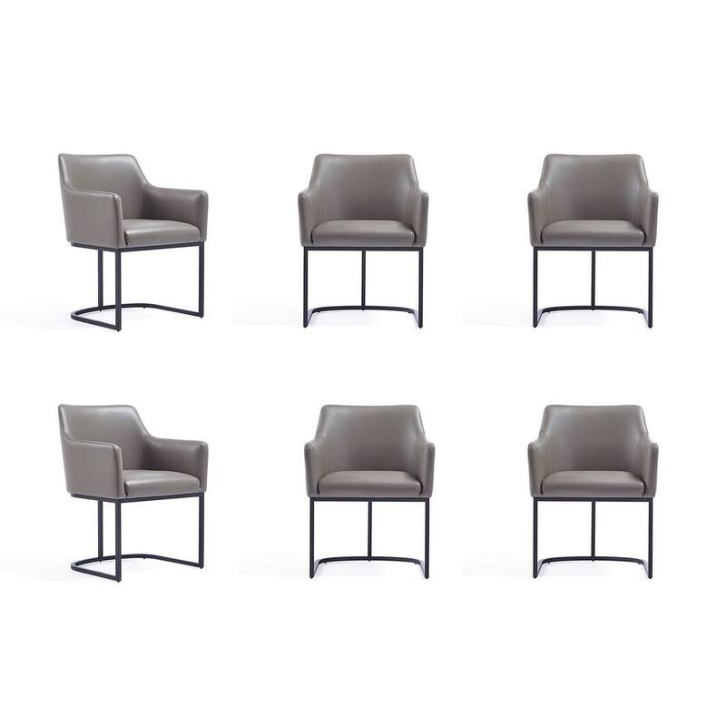 Manhattan Comfort Modern Serena Leatherette Upholstered Dining Chair Set - Set of 6 - Grey