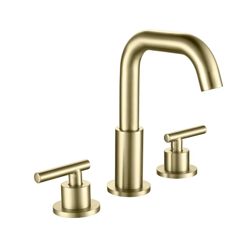 Widespread Bathroom Sink Faucet 3 Holes Bathroom Faucet 8 Inch Double Handle Vanity Basin Faucets - Brushed Gold
