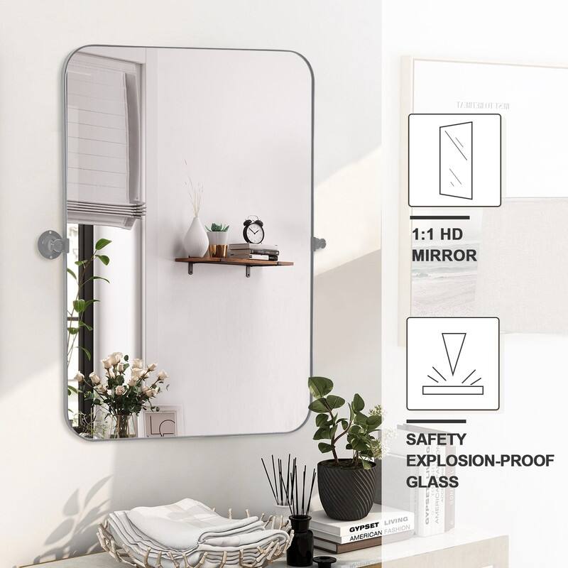 Rectangular Metal Framed Pivoted Bathroom Wall Vanity Mirror Adjustable Wall-Mounted For Modern Wall Decor