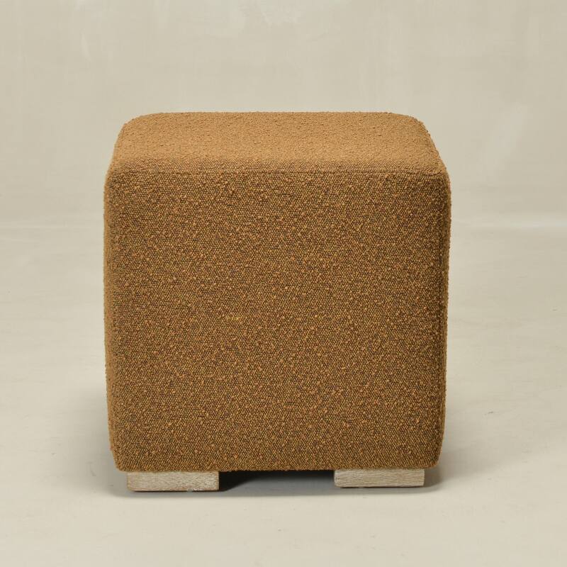 KINWELL 18.5" W Square Boucle Upholstered Ottoman Entryway Footstool