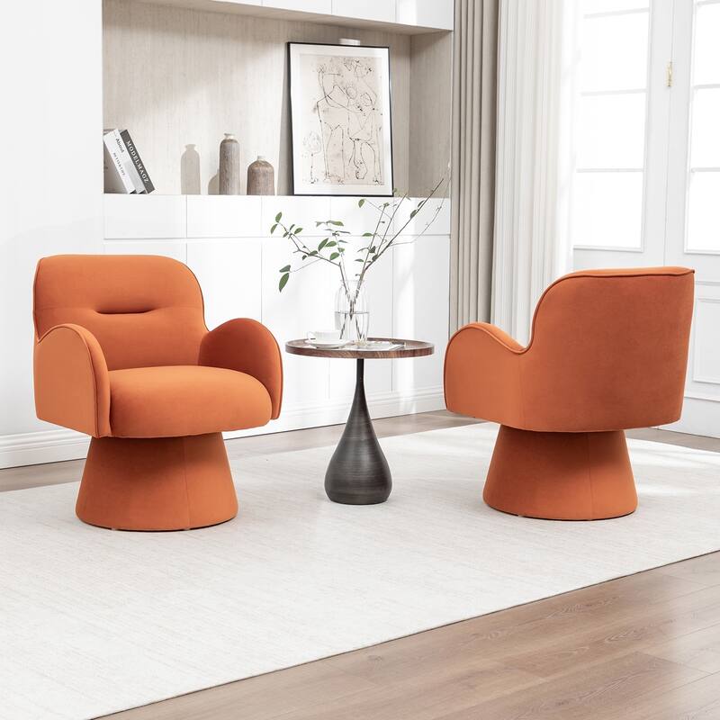 SEYNAR Modern Glam Velvet 360 Degree Swivel Armchair Set of 2