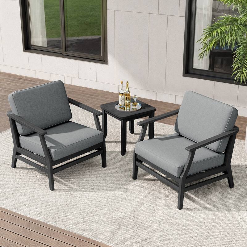 Teak Outdoor Bistro Set with Weather-Resistant Cushions (3-Piece Set)