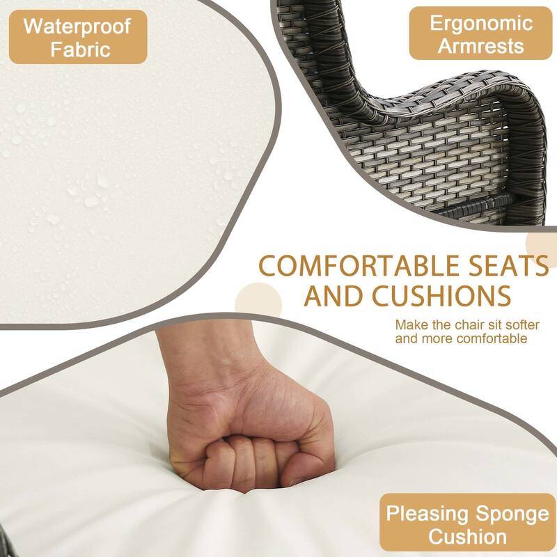 5-Person Outdoor Wicker Patio Conversation Sets with Table and Cushion