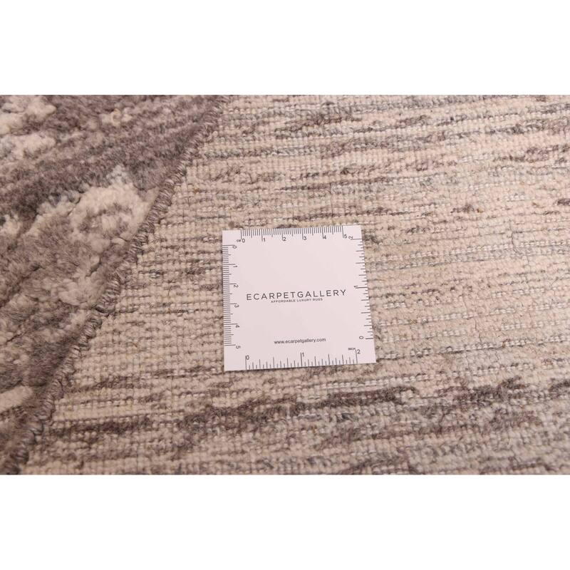 ECARPETGALLERY Hand Loomed Elysian Dark Grey Wool Rug - 6'0 x 6'0