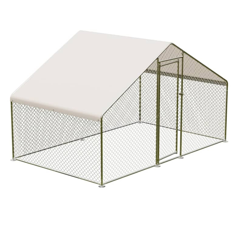 Large Metal Chicken CoopWalk-in Poultry Cage - 9.8*6.5*6.5FT