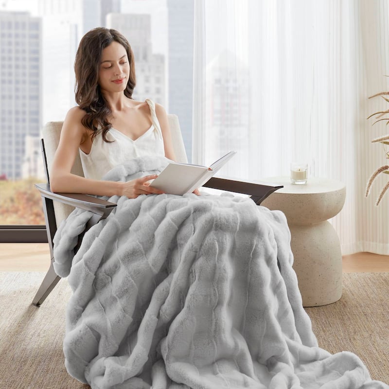 Madison Park Camille Faux Fur Throw