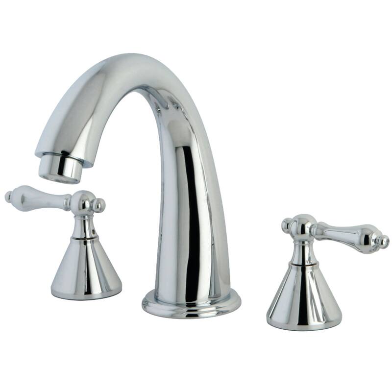 Kingston Brass Naples Widespread Deck Mounted Roman Tub Filler with - Polished Chrome