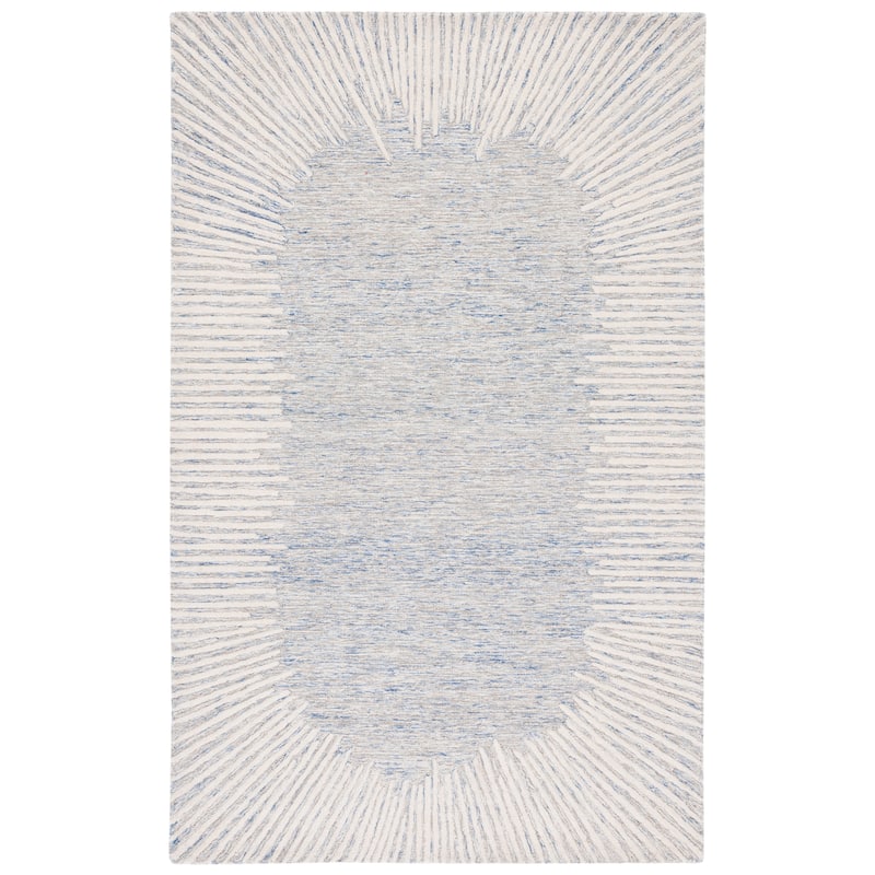 SAFAVIEH Handmade Abstract Deema Modern Wool Rug - 6' Square - Blue/Ivory - Square
