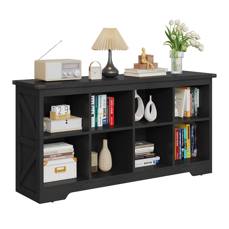 Moasis Farmhouse 6/8 Cube Bookcase Organizer Cubby Bookshelf Storage Cabinet - 8 Cube - Black