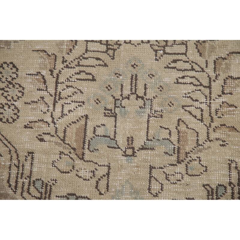 Hand Knotted Oriental 100% Wool Carpet Traditional Floral Beige & Ivories Tabriz Area Rug - 12' 7'' X 9' 7''
