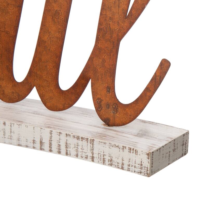 Glitzhome 20"L THANKFUL Word Sign Wooden Table Decor for Fall Thanksgiving