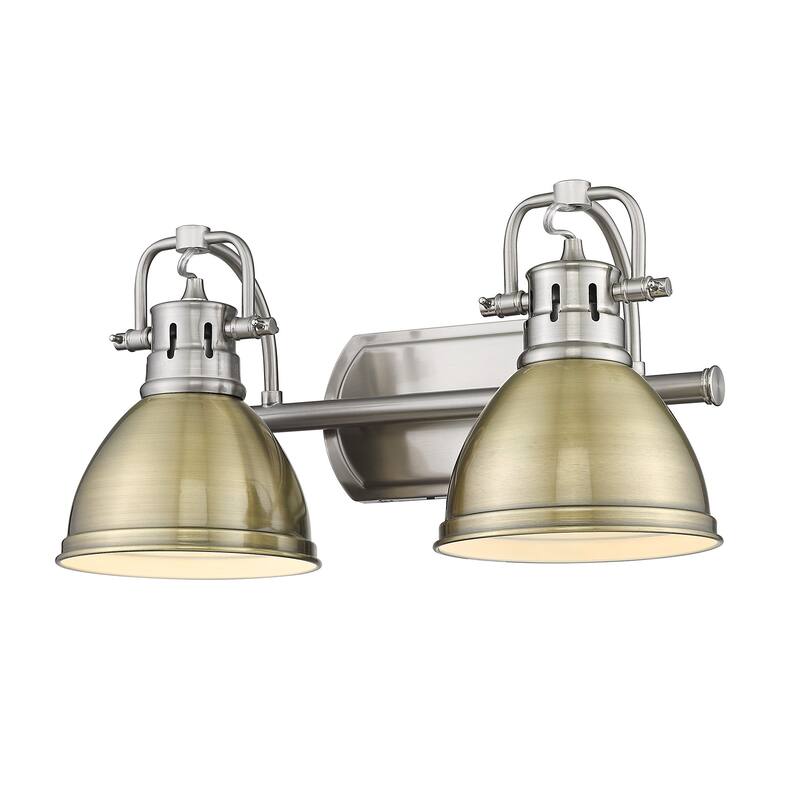 Duncan 2-Light Bath Vanity - Pewter with Aged Brass Shades