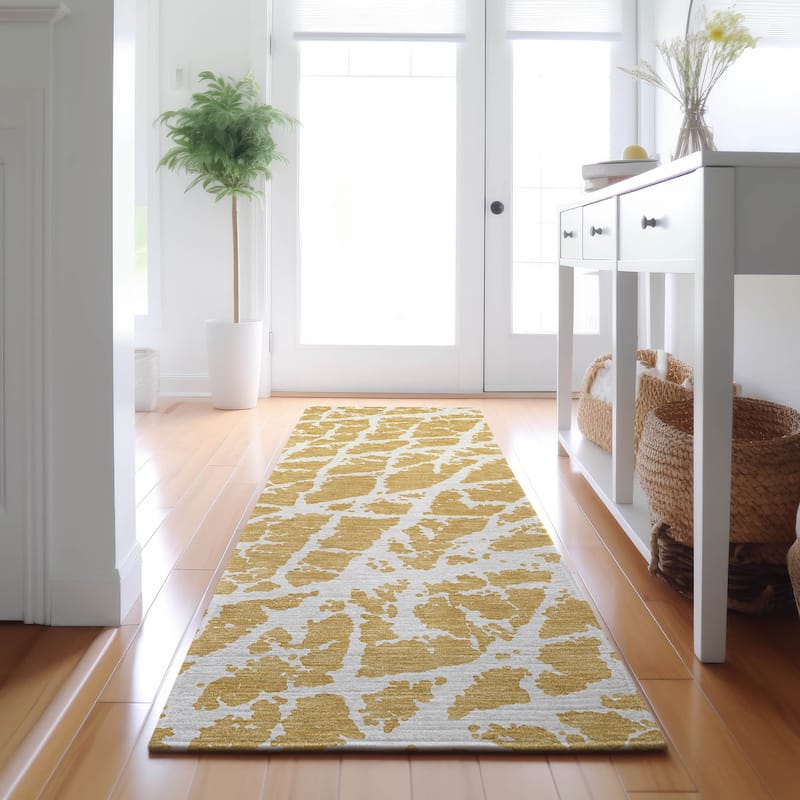 Premium Washable Super Soft Modern Crackle Mayfield Rug - Gold - 2' 3" x 7' 6" - Runner