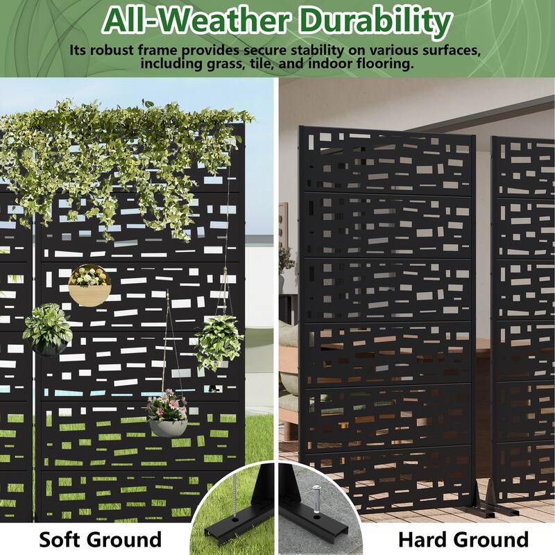 Outdoor Metal Privacy Screen Fence Panel Set of 2