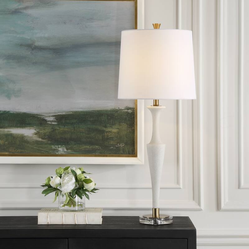 Uttermost Colette White Stone Table Lamp - 35.5'' H X 14'' W X 14'' D