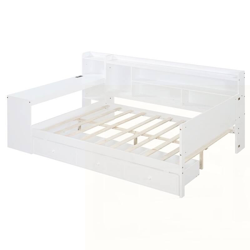 Wooden Daybed With 3 Drawers and USB Ports
