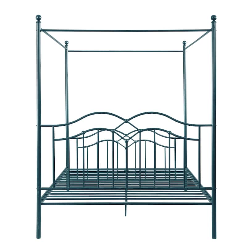 Christopher Knight Home - Voss Queen Iron Canopy Bed Frame with Four-Post Canopy Design
